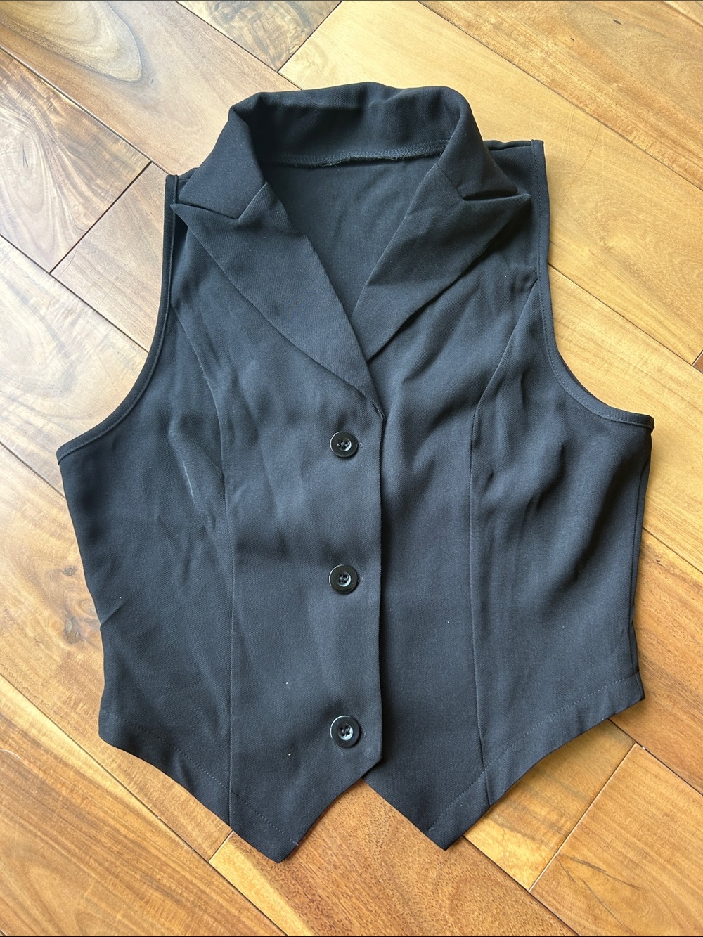 Black Tailored Button-Front Vest